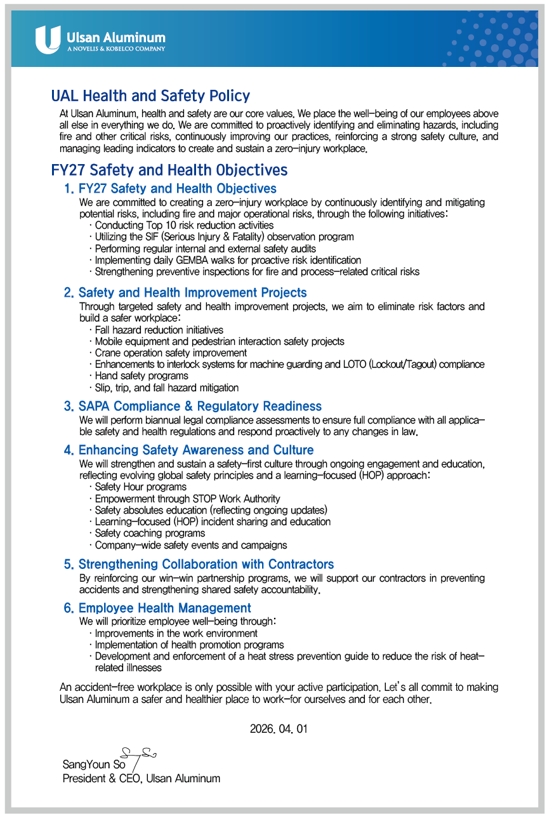 UAL Health and Safety Policy
